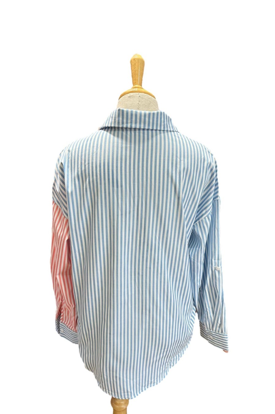 Women Origami Doll | Striped Contrast Collar Shirt