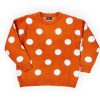 Women Origami Doll | Polkadot Knit Pullover-Orange