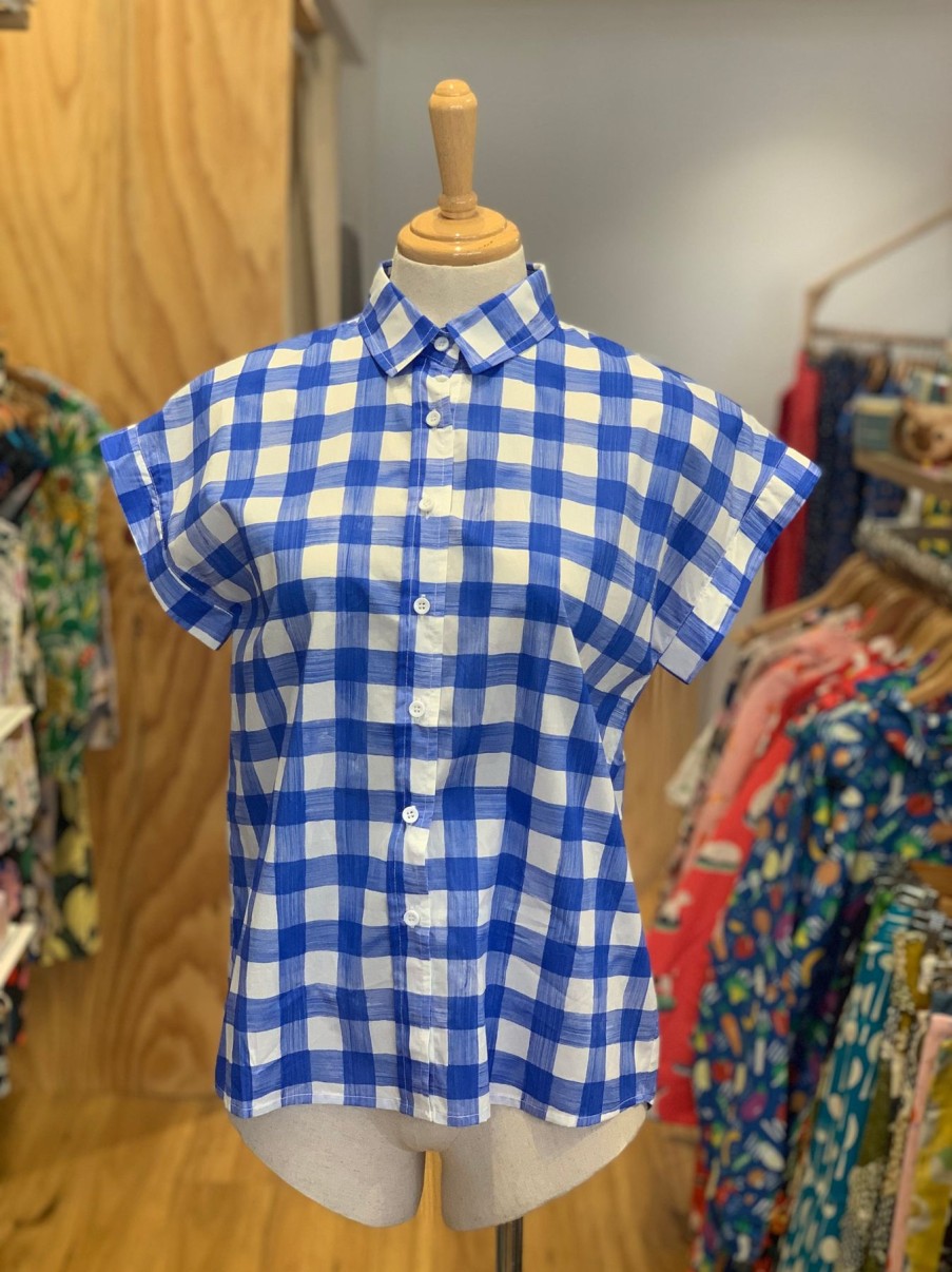 Women Origami Doll | The Plaid Top-Blue