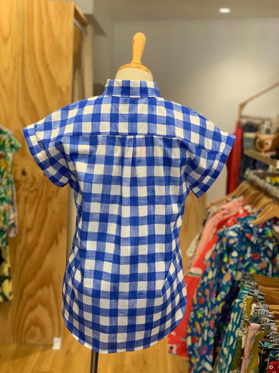 Women Origami Doll | The Plaid Top-Blue