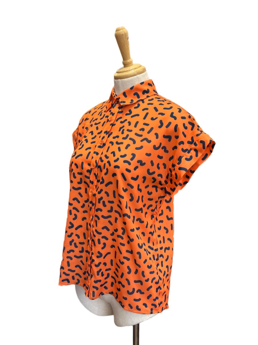 Women Origami Doll | Fun Squiggles Top-Orange