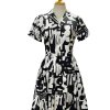 Women Origami Doll | Arabella Dress-Black And White Abstract