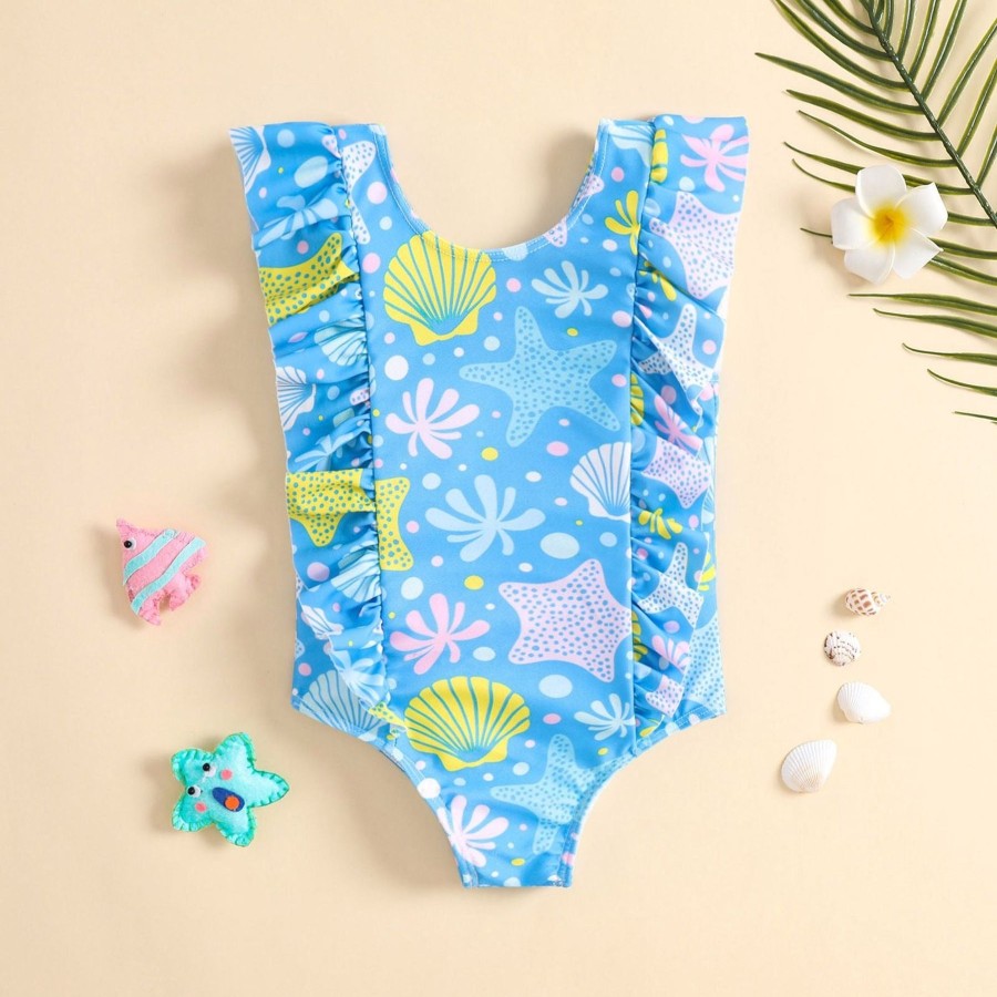 Kids Origami Doll | Sea Life Print Kids Swimsuit