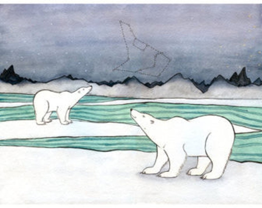 Homestyle Green | Polar Bears Looking Up At Constellations-8X10